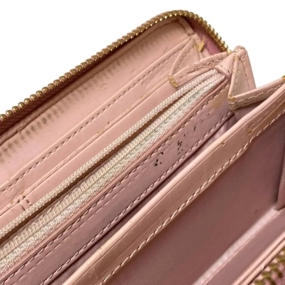 Auth COACH Signature - Khaki Pink Jacquard Leather Long Wallet - Picture 12 of 14